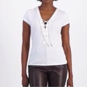 I.n.c. International Concepts Women's Lace-Up Short-Sleeve Top